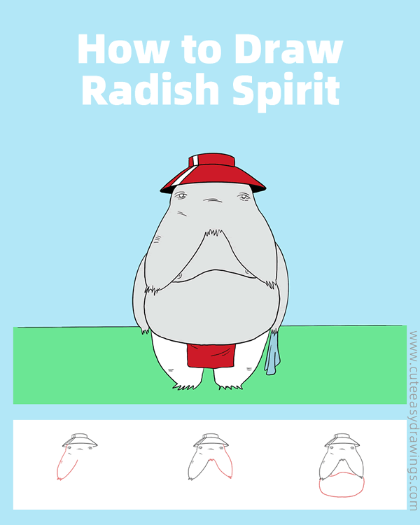 how to draw radish spirit from spirited away - www.cuteeasydrawings.com