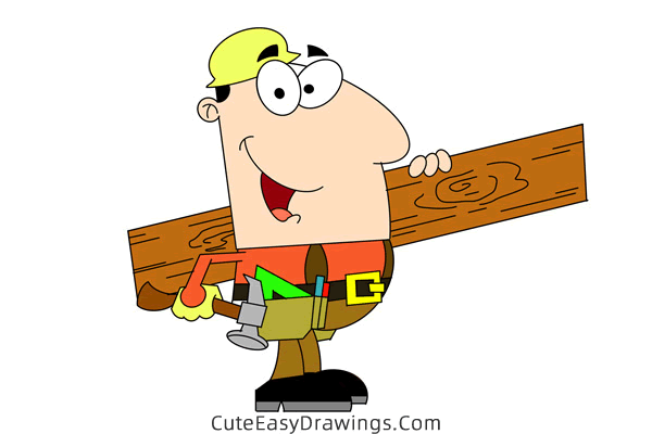 how to draw a construction worker - www.cuteeasydrawings.com