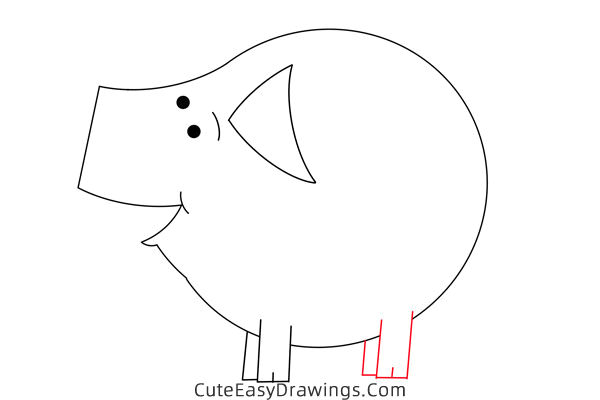 how to draw slim pig - www.cuteeasydrawings.com