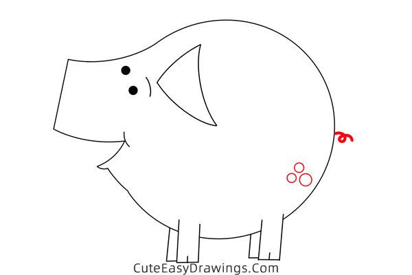 how to draw slim pig - www.cuteeasydrawings.com
