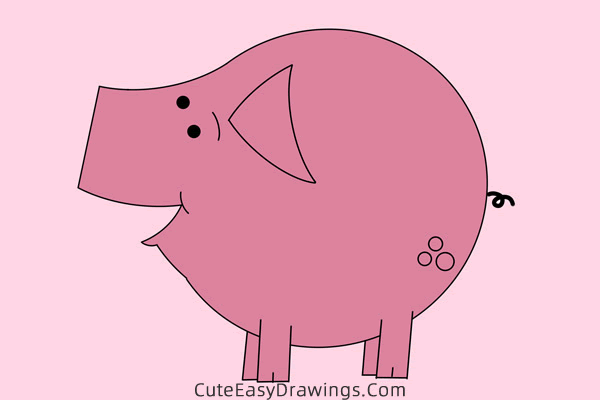 how to draw slim pig - www.cuteeasydrawings.com