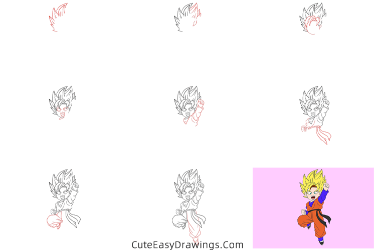 how to draw son goten from dragon ball - www.cuteeasydrawings.com