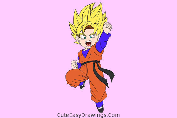 how to draw son goten from dragon ball - www.cuteeasydrawings.com