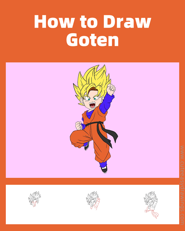 how to draw son goten from dragon ball - www.cuteeasydrawings.com