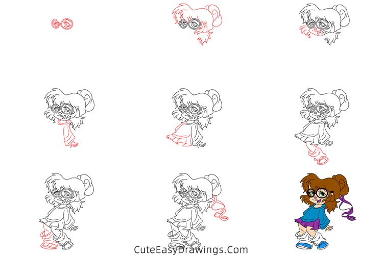 how to draw jeanette from alvin and the chipmunks - www.cuteeasydrawings.com