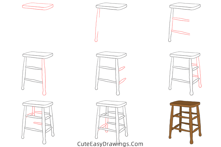 how to draw a high stool - www.cuteeasydrawings.com