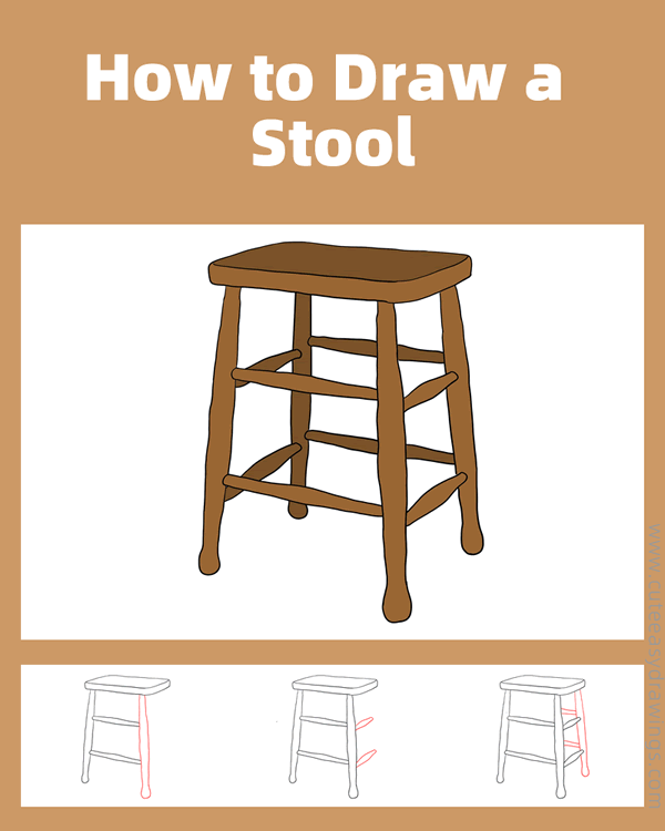 how to draw a high stool - www.cuteeasydrawings.com