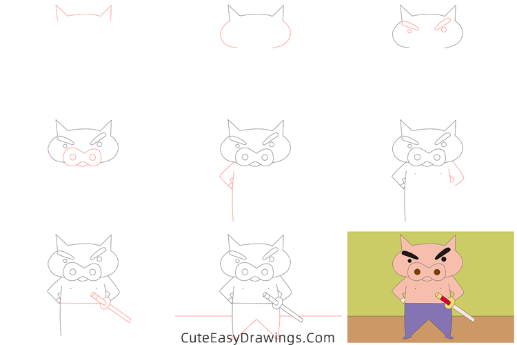 how to draw buriburizaemon from crayon shin chan - www.cuteeasydrawings.com