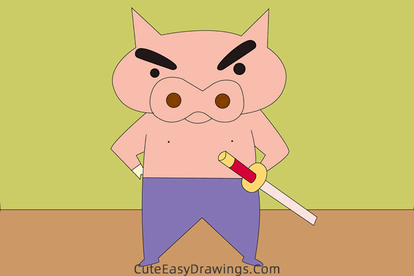 how to draw buriburizaemon from crayon shin chan - www.cuteeasydrawings.com
