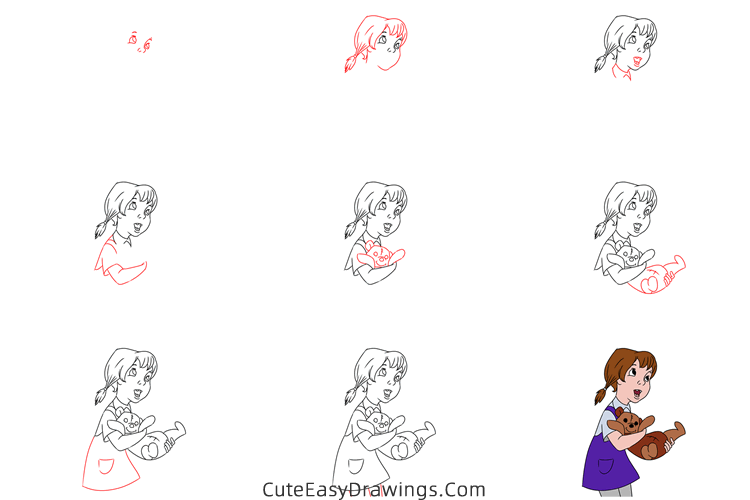 how to draw penny from the rescuers - www.cuteeasydrawings.com