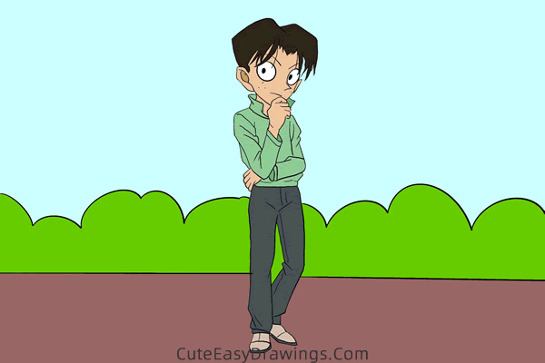 how to draw mitsuhiko tsuburaya from detective conan - www.cuteeasydrawings.com