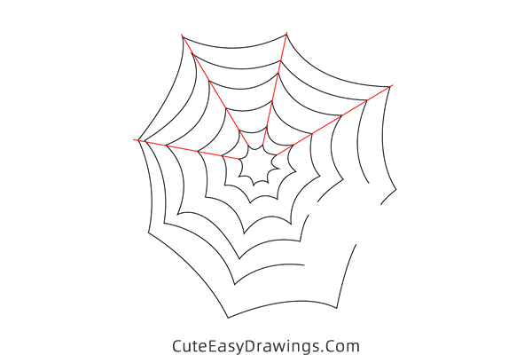 how to draw a spider web - www.cuteeasydrawings.com