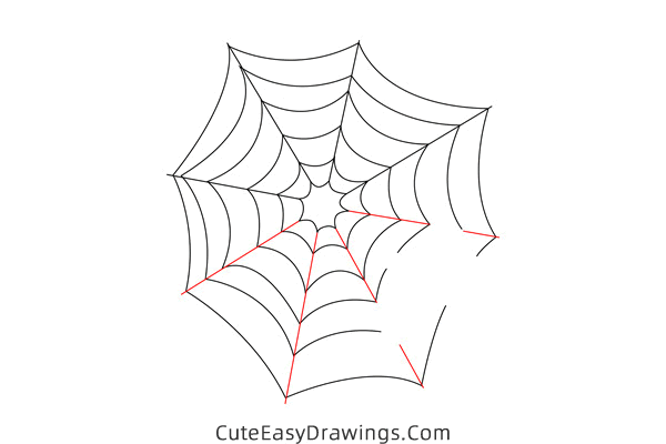 how to draw a spider web - www.cuteeasydrawings.com