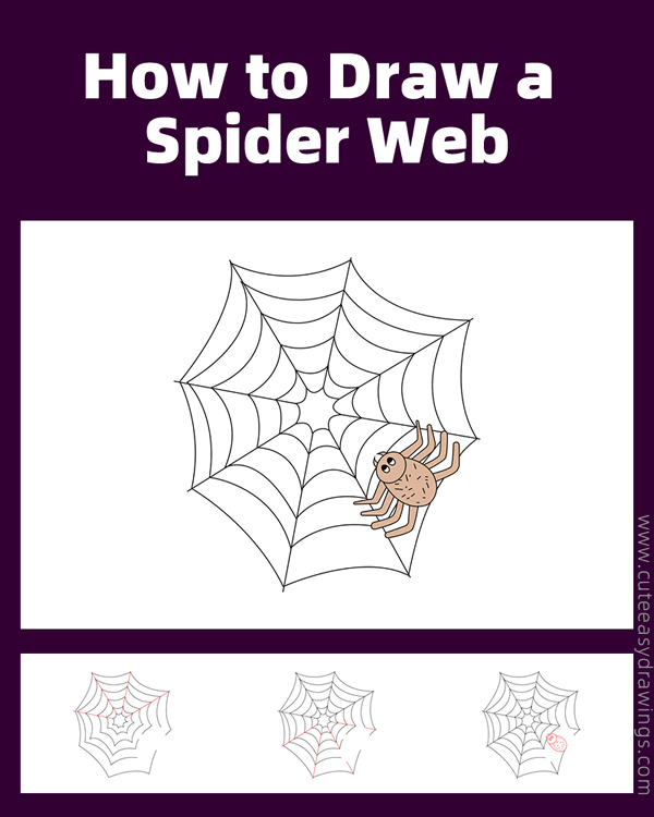 how to draw a spider web - www.cuteeasydrawings.com