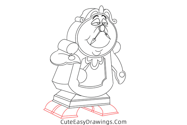 how to draw cogsworth from beauty and the beast - www.cuteeasydrawings.com
