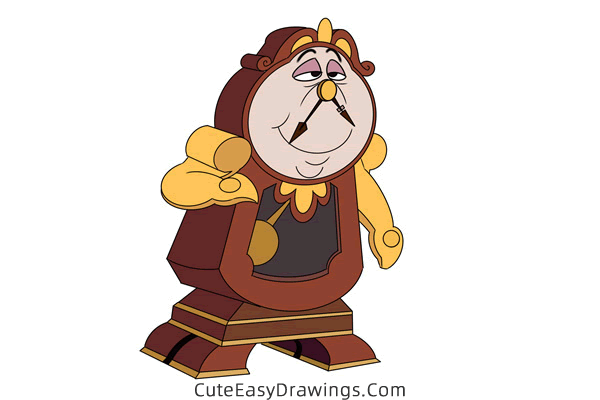 how to draw cogsworth from beauty and the beast - www.cuteeasydrawings.com