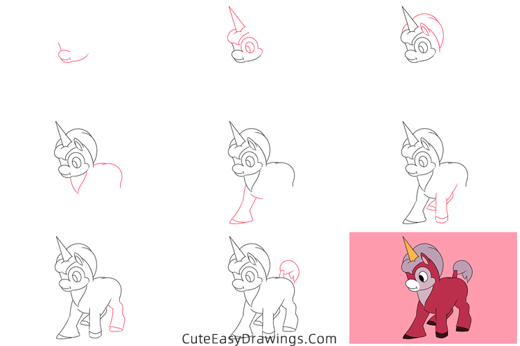 how to draw unicorn from fantasia - www.cuteeasydrawings.com