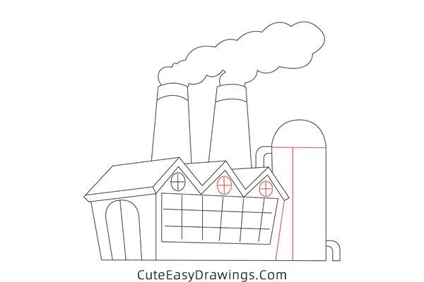 how to draw a factory - www.cuteeasydrawings.com