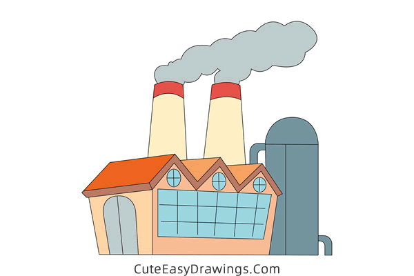 how to draw a factory - www.cuteeasydrawings.com
