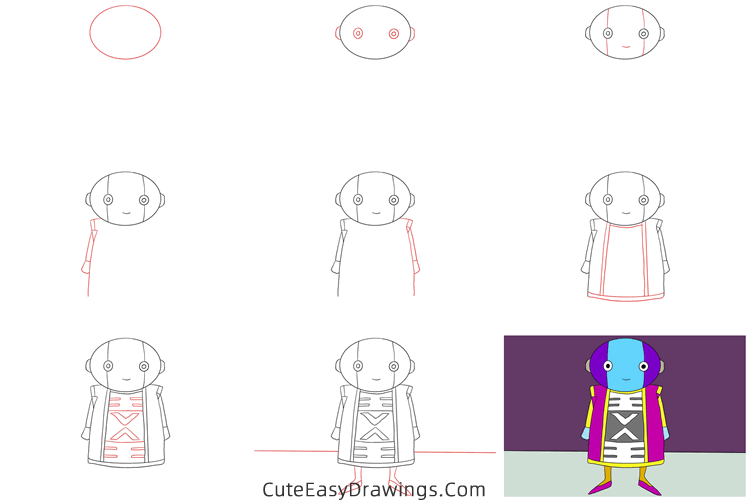 how to draw zeno from dragon ball - www.cuteeasydrawings.com