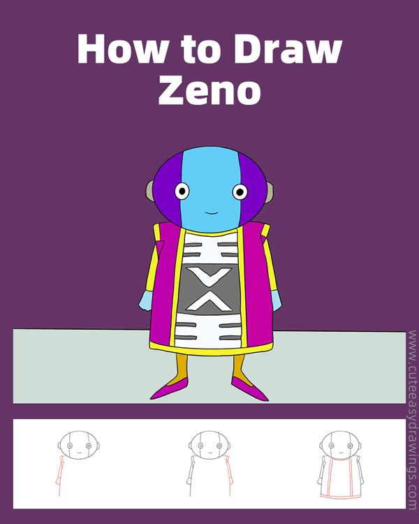 how to draw zeno from dragon ball - www.cuteeasydrawings.com