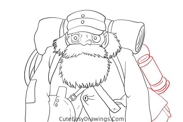 how to draw uncle pom from castle in the sky - www.cuteeasydrawings.com
