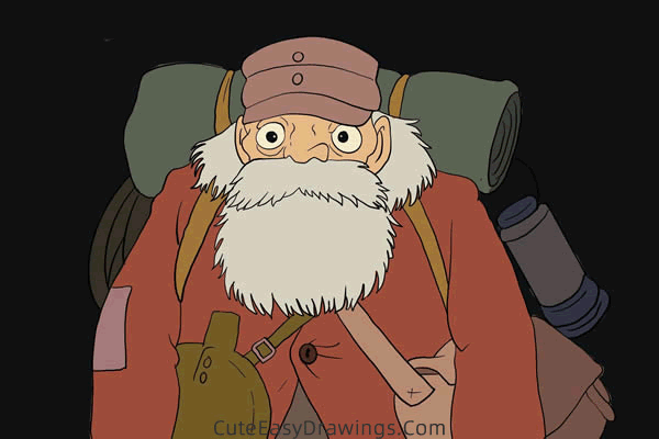 how to draw uncle pom from castle in the sky - www.cuteeasydrawings.com