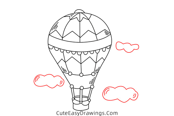 how to draw a hot air balloon - www.cuteeasydrawings.com
