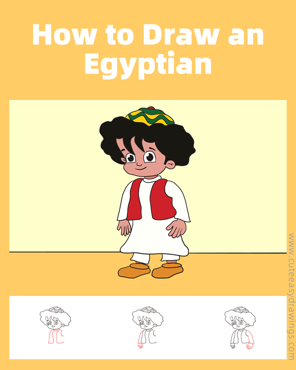 how to draw an egyptian boy - www.cuteeasydrawings.com