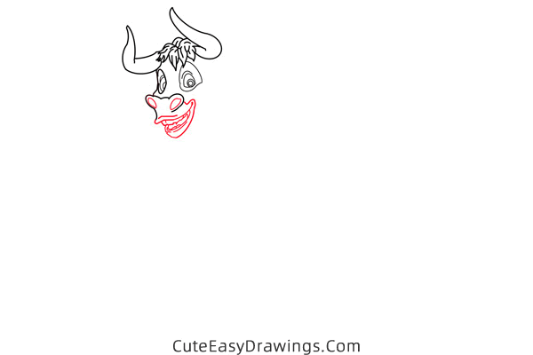 how to draw ferdinand the bull - www.cuteeasydrawings.com