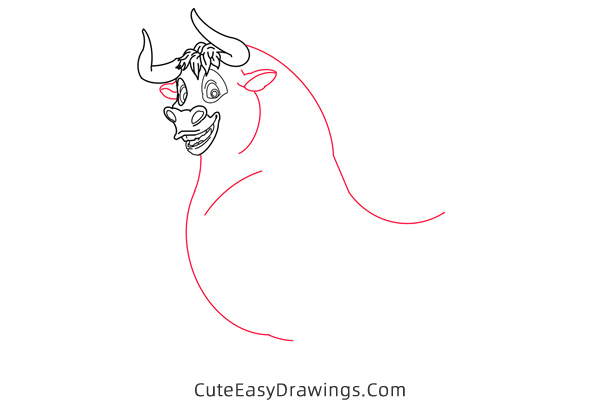 how to draw ferdinand the bull - www.cuteeasydrawings.com