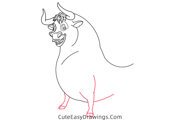 how to draw ferdinand the bull - www.cuteeasydrawings.com
