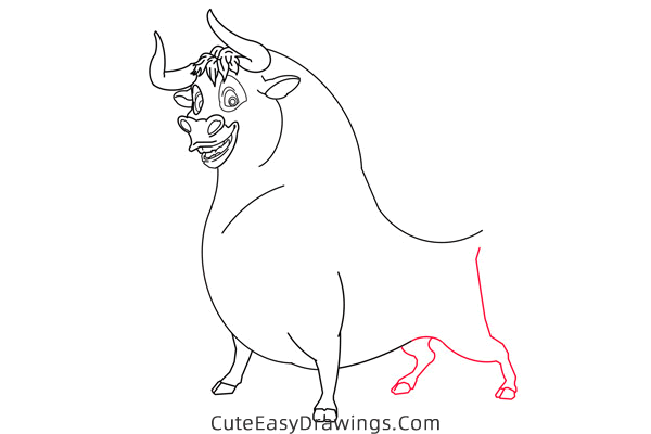 how to draw ferdinand the bull - www.cuteeasydrawings.com