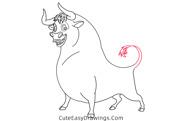 how to draw ferdinand the bull - www.cuteeasydrawings.com