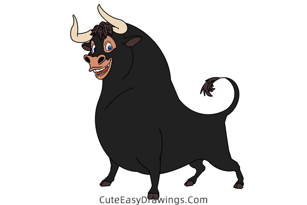 how to draw ferdinand the bull - www.cuteeasydrawings.com