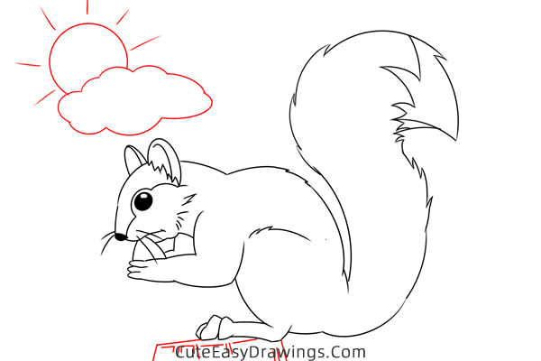 how to draw a squirrel eating - www.cuteeasydrawings.com