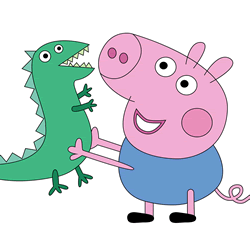 How to Draw George Pig and Mr. Dinosaur Step by Step