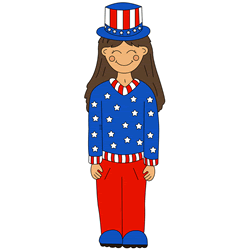 How to Draw a Girl on 4th of July Step by Step