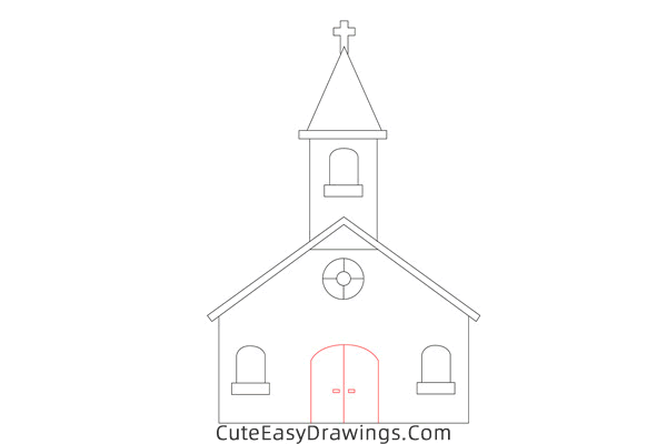 how to draw a country church - www.cuteeasydrawings.com
