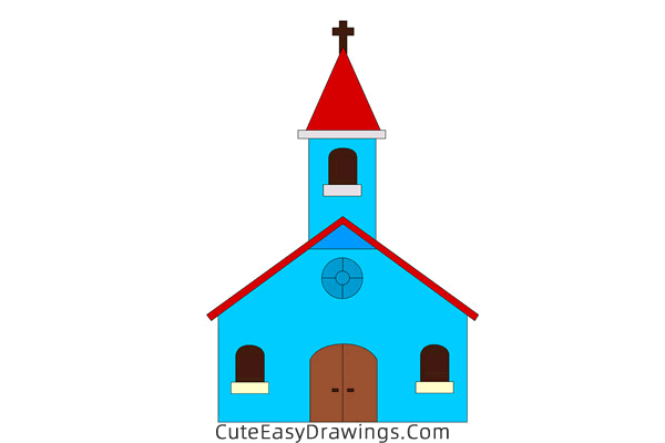 how to draw a country church - www.cuteeasydrawings.com