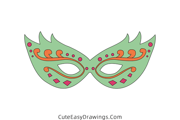 how to draw a party mask - www.cuteeasydrawings.com