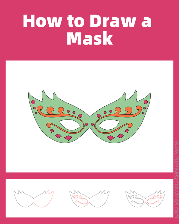 how to draw a party mask - www.cuteeasydrawings.com