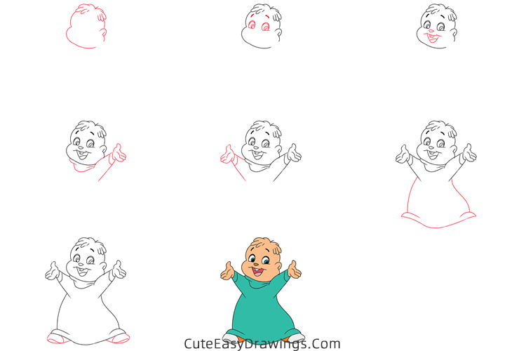 how to draw theodore from alvin and the chipmunks - www.cuteeasydrawings.com