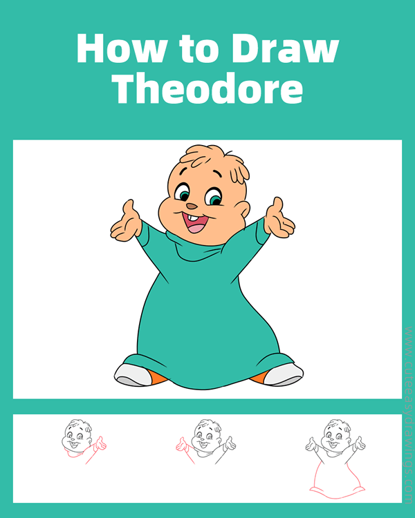 how to draw theodore from alvin and the chipmunks - www.cuteeasydrawings.com