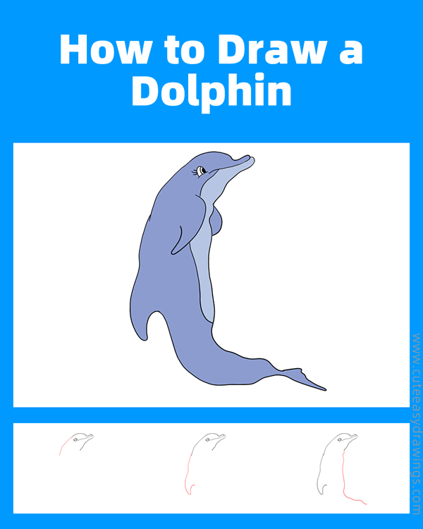 how to draw a dolphin easy - www.cuteeasydrawings.com