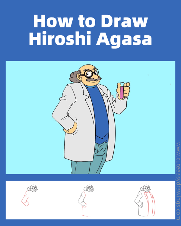 how to draw hiroshi agasa from detective conan - www.cuteeasydrawings.com