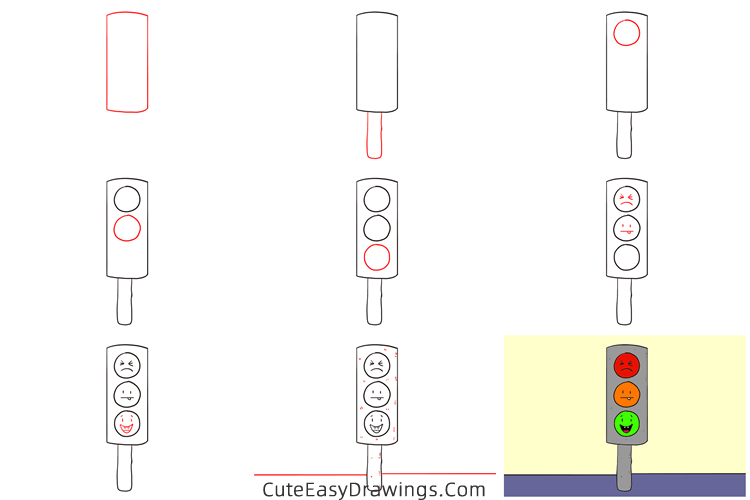 how to draw a traffic light easy - www.cuteeasydrawings.com