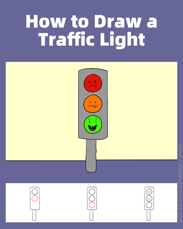 how to draw a traffic light easy - www.cuteeasydrawings.com