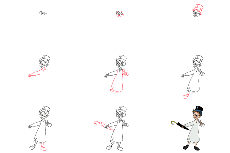 how to draw john darling from peter pan - www.cuteeasydrawings.com