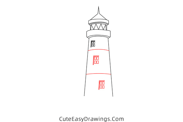 how to draw a lighthouse - www.cuteeasydrawings.com